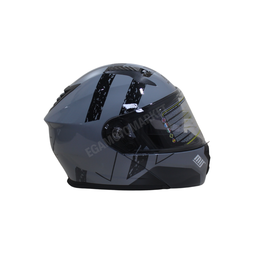 Mt Pro Helmet Nardo Gray M-966 Wx10 Çene Açılır Kask – Güneş Vizörlü, Ce