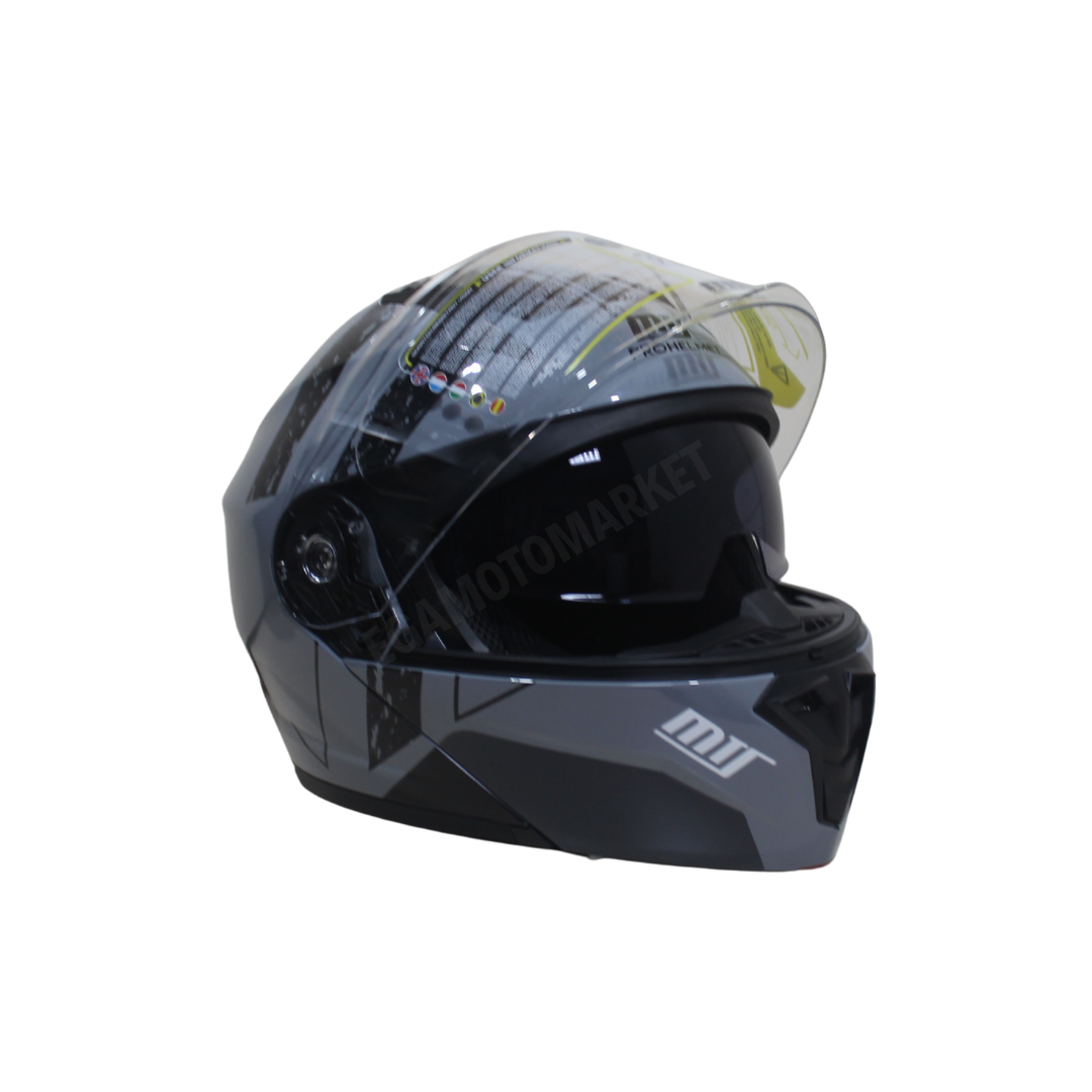 Mt Pro Helmet Nardo Gray M-966 Wx10 Çene Açılır Kask – Güneş Vizörlü, Ce