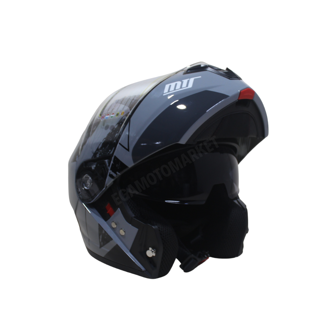 Mt Pro Helmet Nardo Gray M-966 Wx10 Çene Açılır Kask – Güneş Vizörlü, Ce