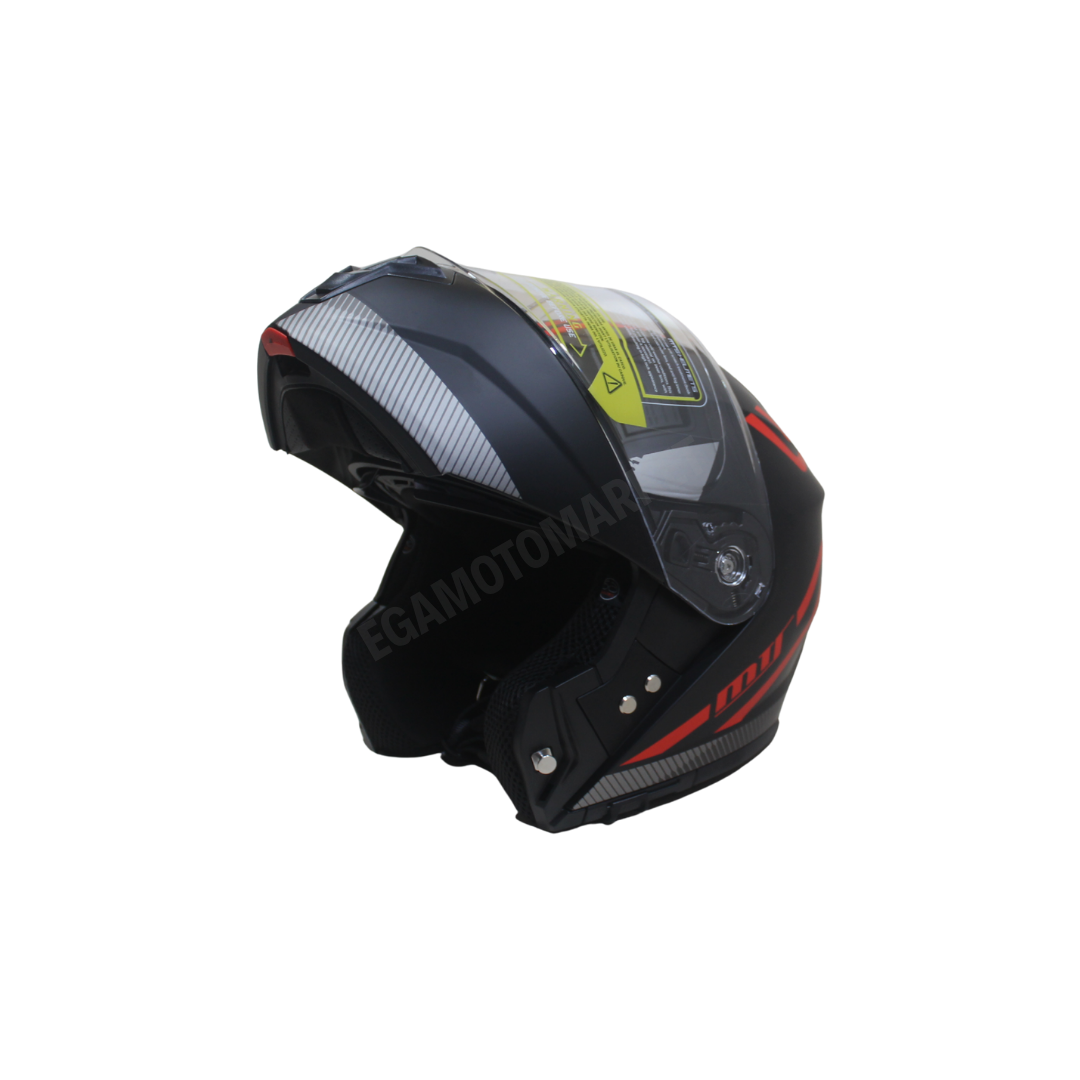 Mt Helmet M-966 Wx20 Red Çene Açılır Kask – Siyah Kırmızı Güneş Vizörlü, Ce