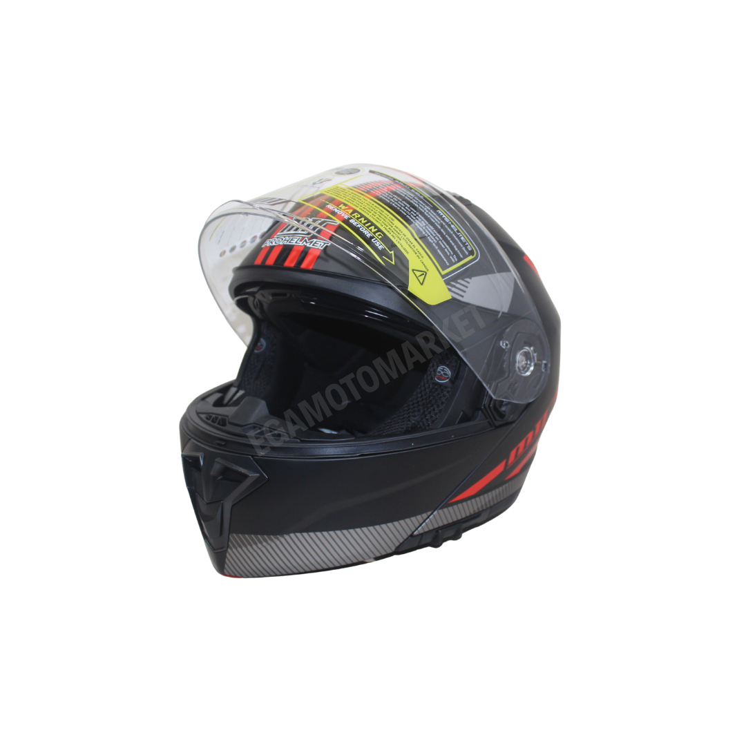 Mt Helmet M-966 Wx20 Red Çene Açılır Kask – Siyah Kırmızı Güneş Vizörlü, Ce