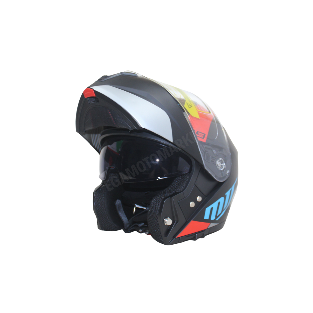 Mt Helmet M-966 Wx89 Çene Açılır Kask Matt Black – Güneş Vizörlü, Ce
