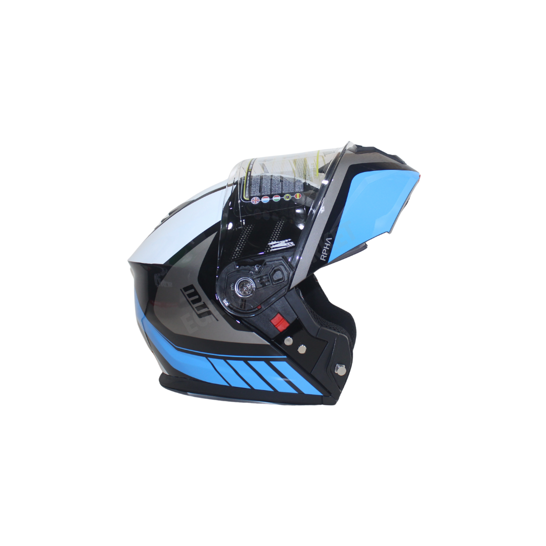 Mt Helmet M-966 Wx91 Çene Açılır Kask Black Blue – Siyah Mavi Güneş Vizörlü, Ce , Abs