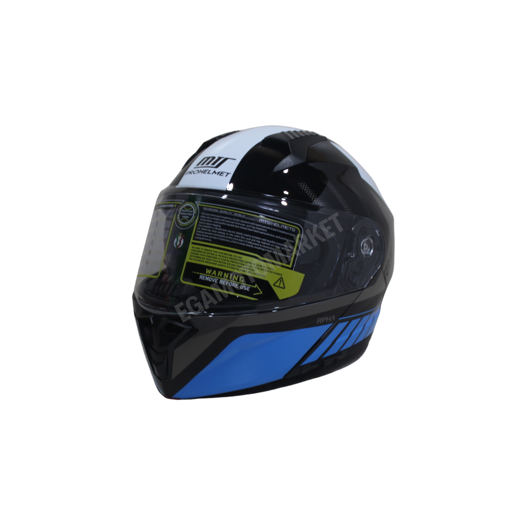 Mt Helmet M-966 Wx91 Çene Açılır Kask Black Blue – Siyah Mavi Güneş Vizörlü, Ce , Abs