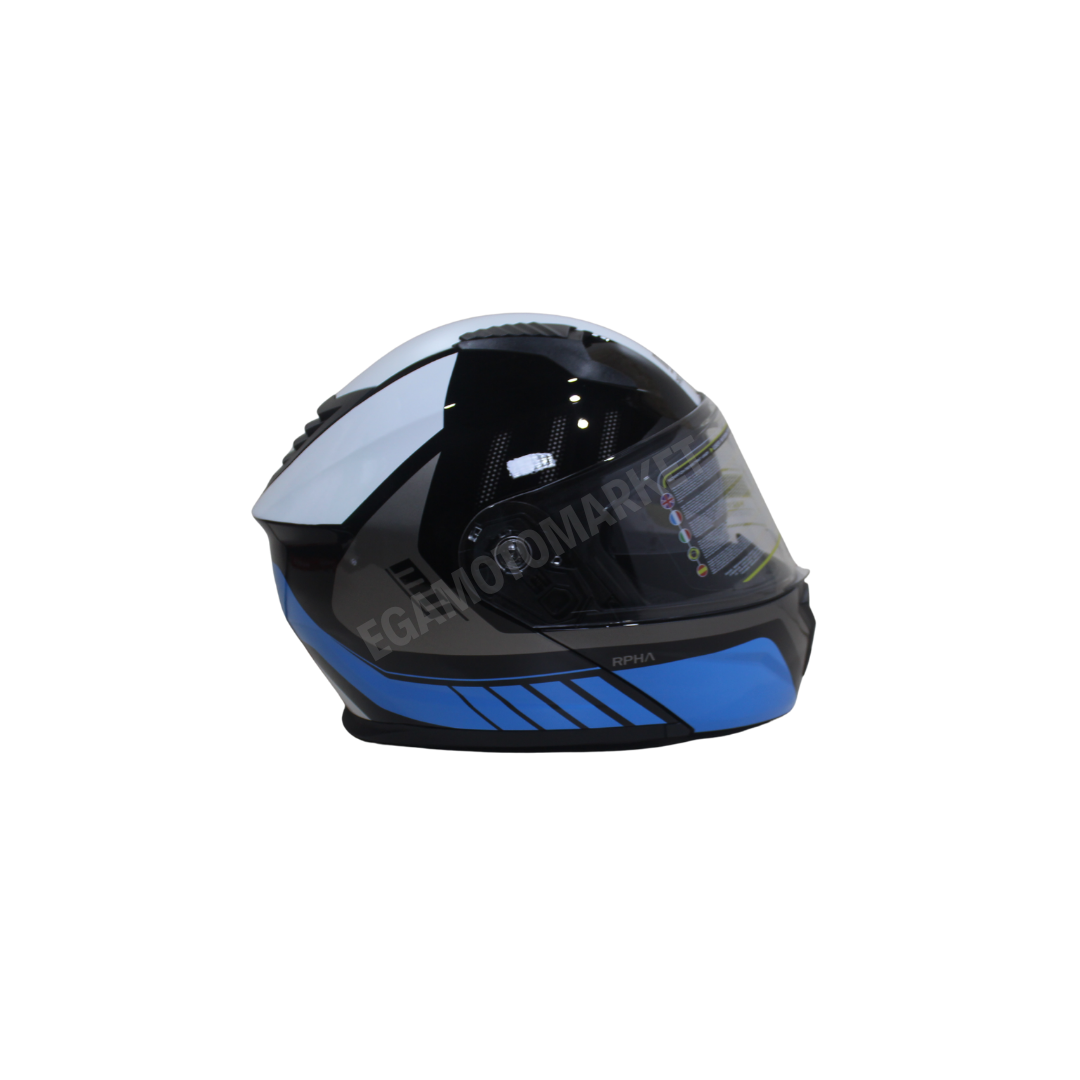 Mt Helmet M-966 Wx91 Çene Açılır Kask Black Blue – Siyah Mavi Güneş Vizörlü, Ce , Abs