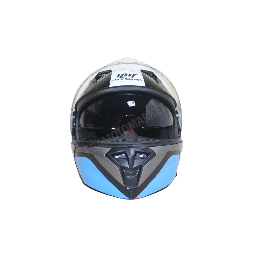 Mt Helmet M-966 Wx91 Çene Açılır Kask Black Blue – Siyah Mavi Güneş Vizörlü, Ce , Abs