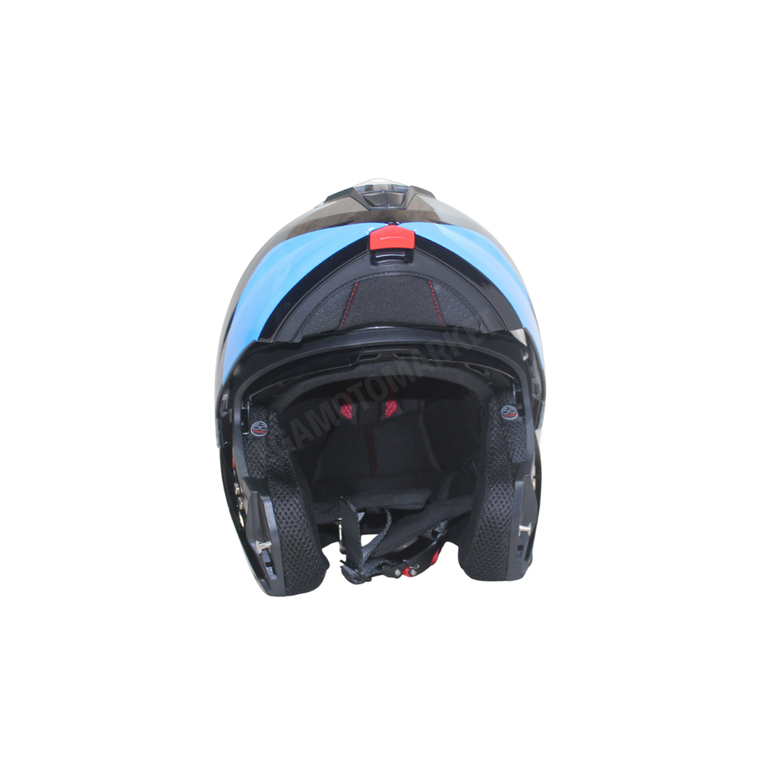 Mt Helmet M-966 Wx91 Çene Açılır Kask Black Blue – Siyah Mavi Güneş Vizörlü, Ce , Abs