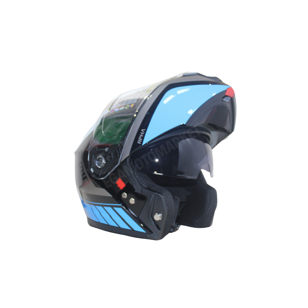 Mts Helmet M-966 Wx91 Çene Açılır Kask Black Blue – Siyah Mavi Güneş Vizörlü, Ce Onaylı , Abs