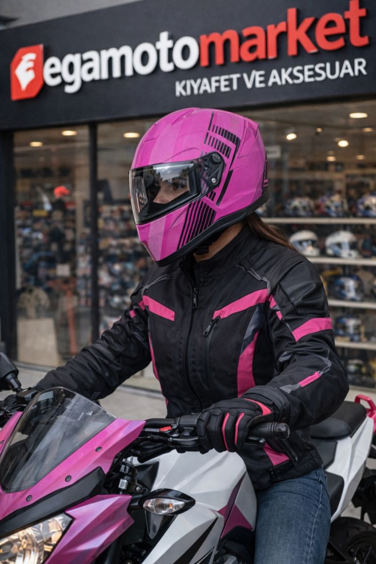 Mts M-910 Lady Fuchsia Full Face Kadın Kask – Güneş Vizörlü, Dot-ce