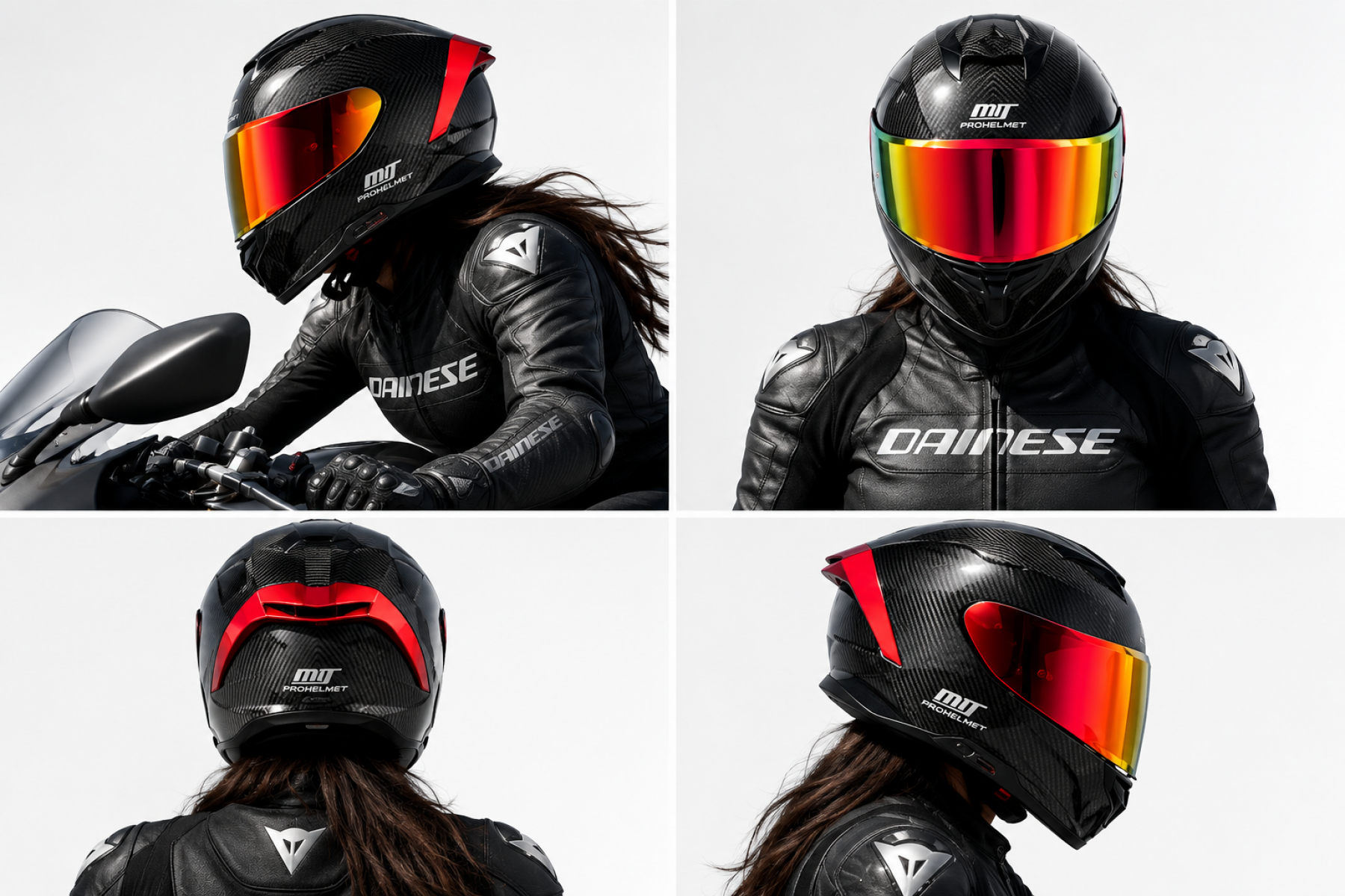 Mts X340 (red Carbon) Thunder Motosiklet Kaskı Spoiler (kırmızı Camlı+güneş Vizörlü) Full Face Kask