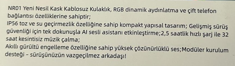 Nero 01 Bluetooth Kulaklık (intercom) Nero 01 Bluetooth Kulaklık (intercom)