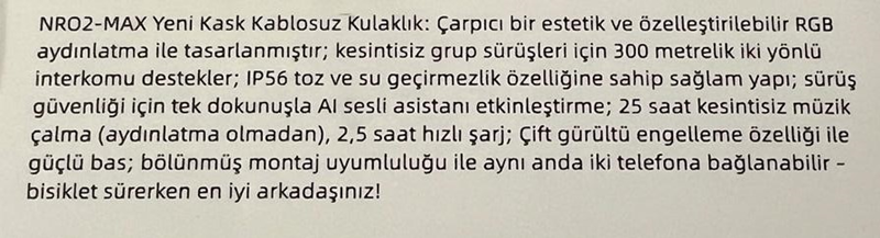 Nero 02 Max Bluetooth Kulaklık (intercom)
