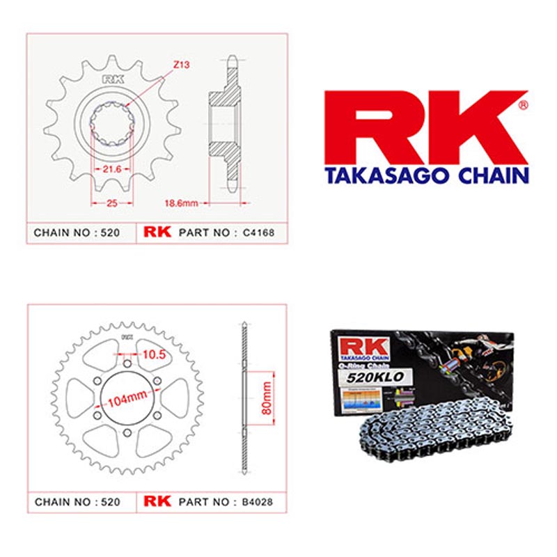 (rk) Kawasaki Z 750 - Z 750 S Zincir Ve Dişli Seti O-ringli (2004-2012)