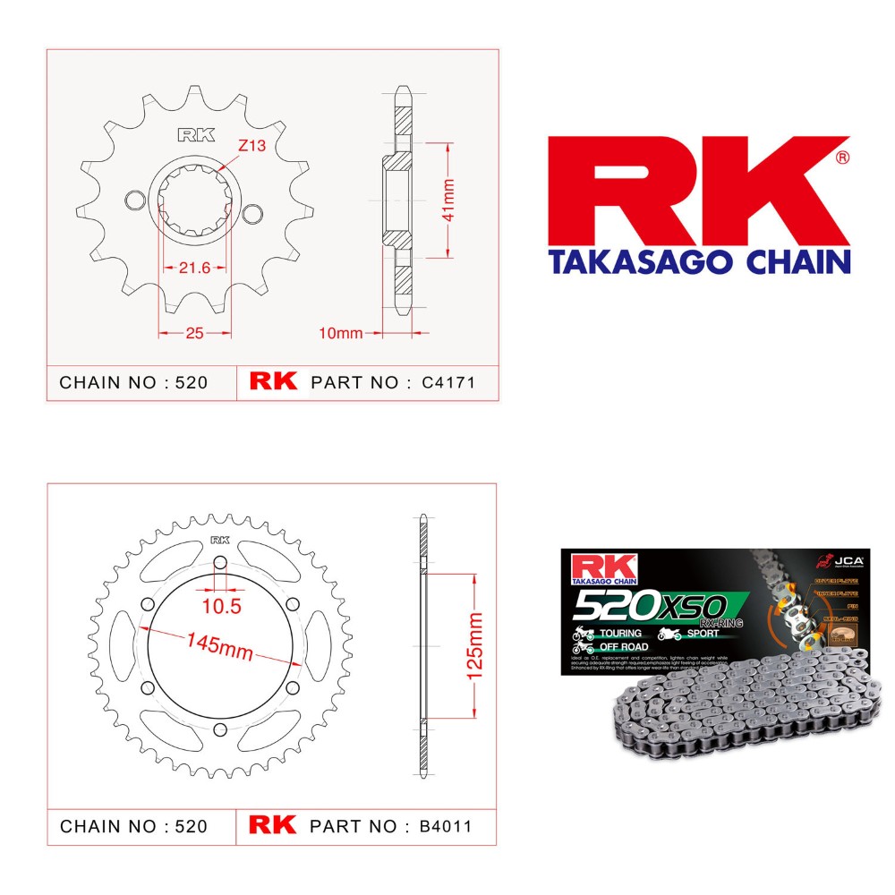 (rk) Yamaha Mt 03 Zincir Ve Dişli Seti X-ring (2006-2012)