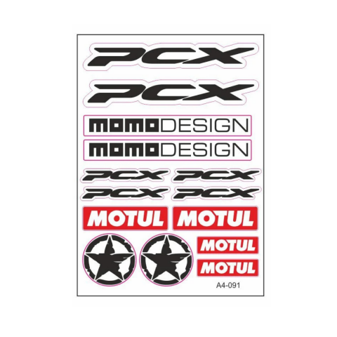 A4 Sticker Seti Honda Siyah Pcx Momo Desıgn - Motul 091