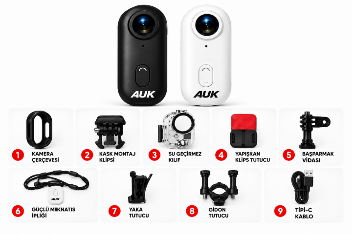 Auk S10 4k Aksiyon Kamera Siyah Su Geçirmez