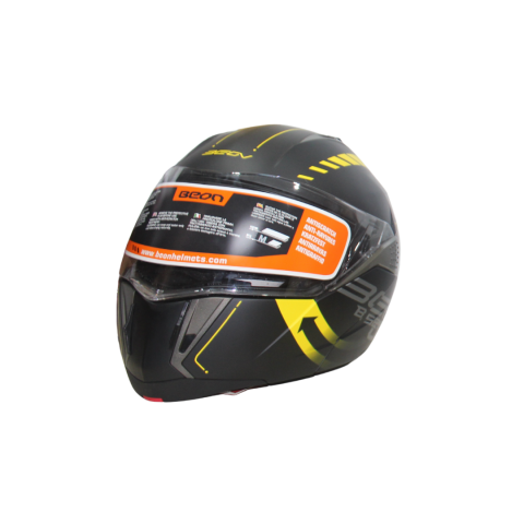Beon Çene Açılır Siyah Sarı Kask – Ece R22.05 Onaylı M Beden (57-58 Cm)