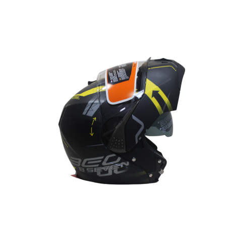 Beon Çene Açılır Siyah Sarı Kask – Ece R22.05 Onaylı M Beden (57-58 Cm)