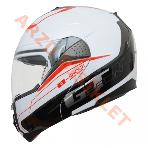 Beon Çene Açılır Vizörlü Kask B700 Siyah , Beyaz B-shock