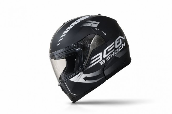 Beon Çene Açılır Vizörlü Kask B700 Siyah , Beyaz Vertıgo