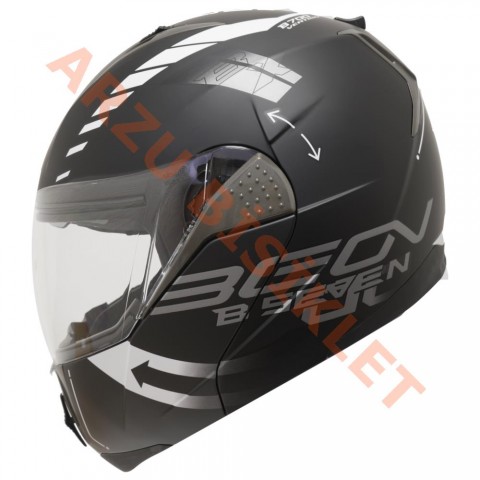 Beon Çene Açılır Vizörlü Kask B700 Siyah , Beyaz Vertıgo