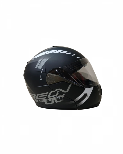 Beon Çene Açılır Vizörlü Kask B700 Siyah , Beyaz Vertıgo