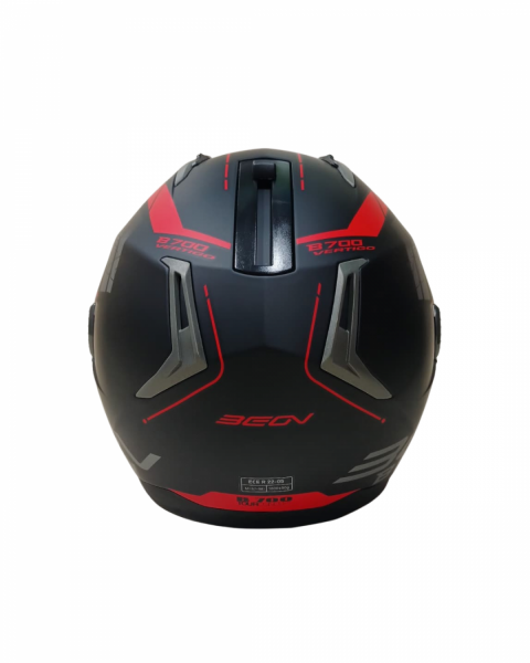 Beon Çene Açılır Vizörlü Kask B700 Siyah , Kırmızı Vertigo