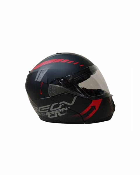 Beon Çene Açılır Vizörlü Kask B700 Siyah , Kırmızı Vertigo