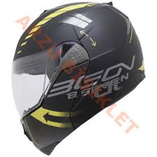 Beon Çene Açılır Vizörlü Kask (b700) Siyah , Sarı Vertigo