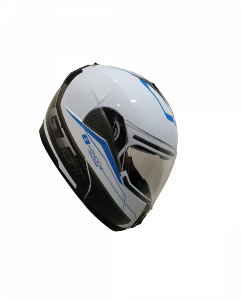 Beon Çene Açılır Vizörlü Kask Beyaz , Mavi B-shock