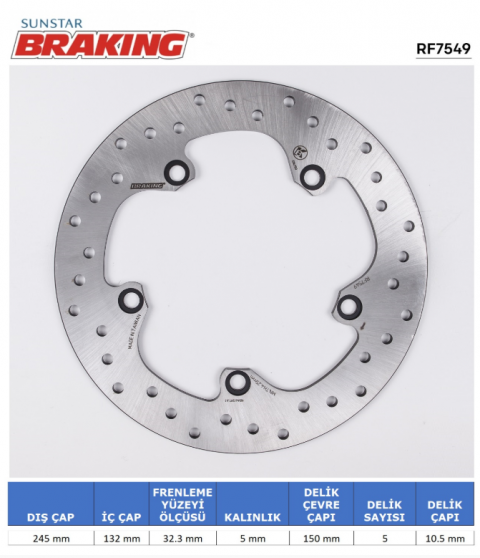 (braking) Yamaha Mt 07 / Mt 09 / Xsr 700 , 900 / Xtz 700 Arka Fren Diski