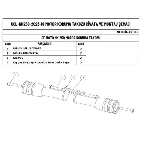 Cf Moto 250nk Motor Koruma Takozu (2018-2024)