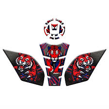 Cf Moto 250sr Tankpad Seti Kırmızı - Siyah Kaplan Desen 011