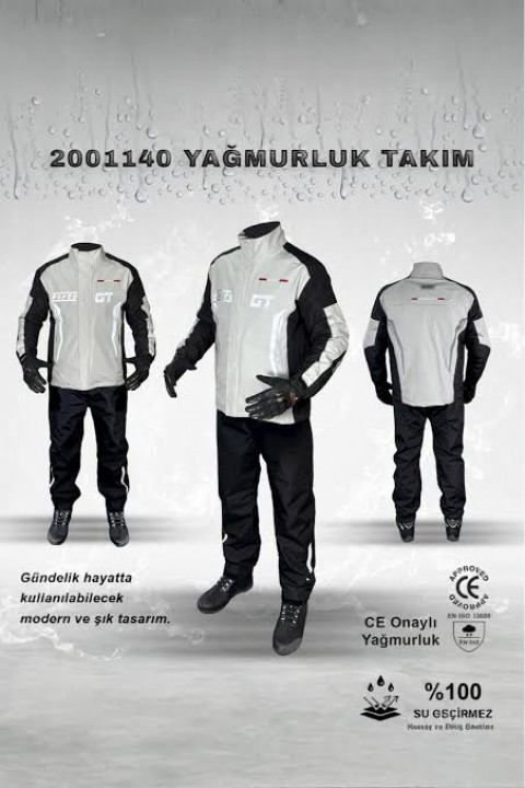 Forte Gt 2001140 Taş Siyah-beyaz Yağmurluk Takım