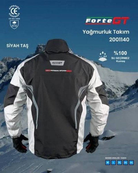 Forte Gt 2001140 Taş Siyah-beyaz Yağmurluk Takım