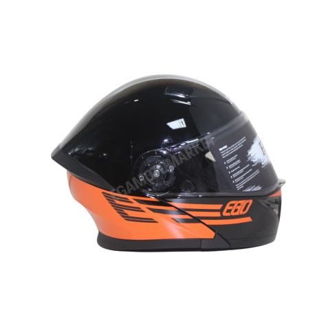 Fr-965 Ego29 Glossy Flourosan Red Çene Açılır Kask – Siyah,turuncu Güneş Vizörlü, Ce
