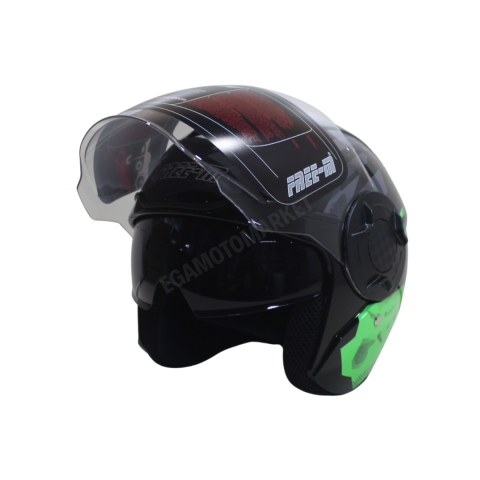 Freem Fr-665 Green Yarım Camlı Kask – Siyah,yeşil Güneş Vizörlü, Ce