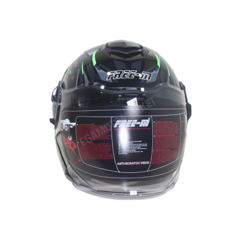 Freem Fr-665 Green Yarım Camlı Kask – Siyah,yeşil Güneş Vizörlü, Ce