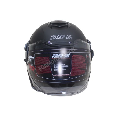 Freem Fr-665 Mat Black Yarım Camlı Kask – Siyah Güneş Vizörlü, Ce