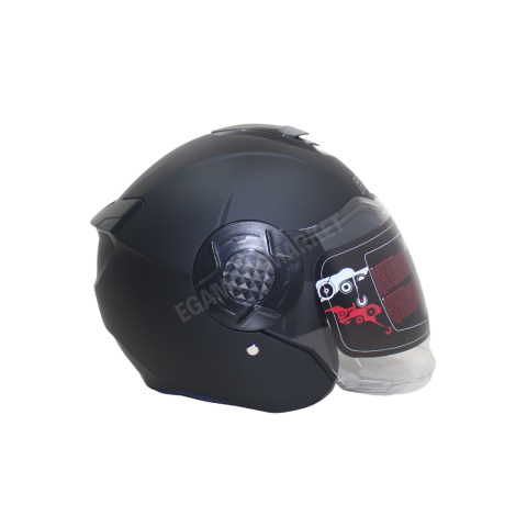 Freem Fr-665 Mat Black Yarım Camlı Kask – Siyah Güneş Vizörlü, Ce