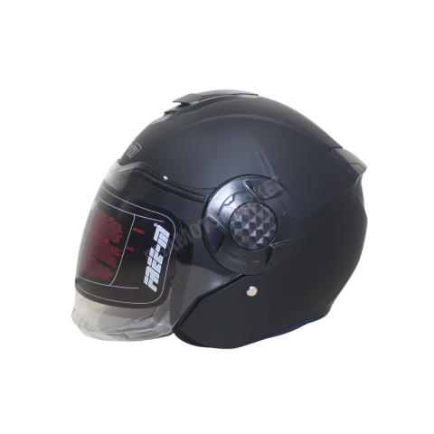 Freem Fr-665 Mat Black Yarım Camlı Kask – Siyah Güneş Vizörlü, Ce