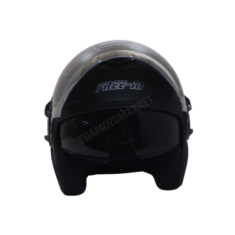 Freem Fr-665 Mat Black Yarım Camlı Kask – Siyah Güneş Vizörlü, Ce