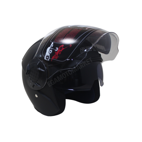 Freem Fr-665 Mat Black Yarım Camlı Kask – Siyah Güneş Vizörlü, Ce