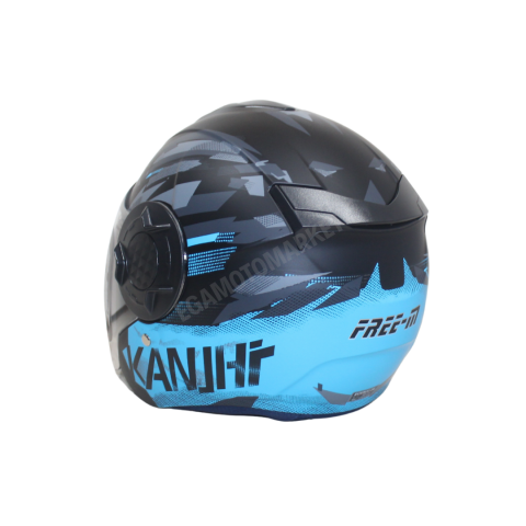 Freem Fr-665 Mat Turkuaz Yarım Camlı Kask – Siyah Mavi Güneş Vizörlü, Ce
