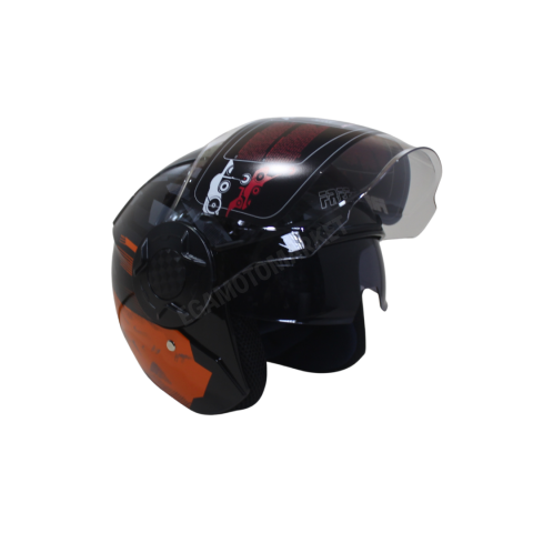 Freem Fr-665 Orange Arrow Yarım Camlı Kask – Turuncu,siyah Güneş Vizörlü, Ce