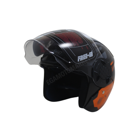Freem Fr-665 Orange Arrow Yarım Camlı Kask – Turuncu,siyah Güneş Vizörlü, Ce