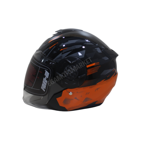 Freem Fr-665 Orange Arrow Yarım Camlı Kask – Turuncu,siyah Güneş Vizörlü, Ce