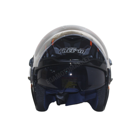 Freem Fr-665 Orange Arrow Yarım Camlı Kask – Turuncu,siyah Güneş Vizörlü, Ce