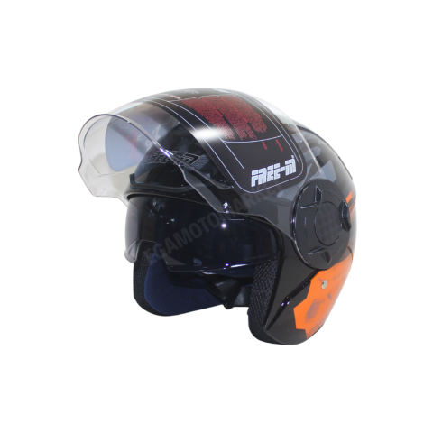 Freem Fr-665 Orange Arrow Yarım Camlı Kask – Turuncu,siyah Güneş Vizörlü, Ce