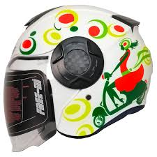 Freem Fr-665 Spring White Yarım Camlı Kask – Beyaz Desenli Güneş Vizörlü, Ce